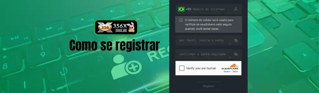 Página de registro 356X Cassino