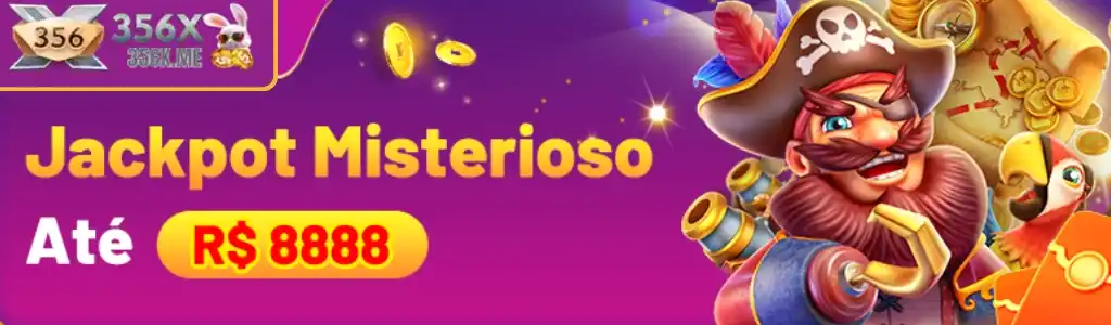 Jogador ganhando o Jackpot Misterioso de até R$8.888 no 356X cassino